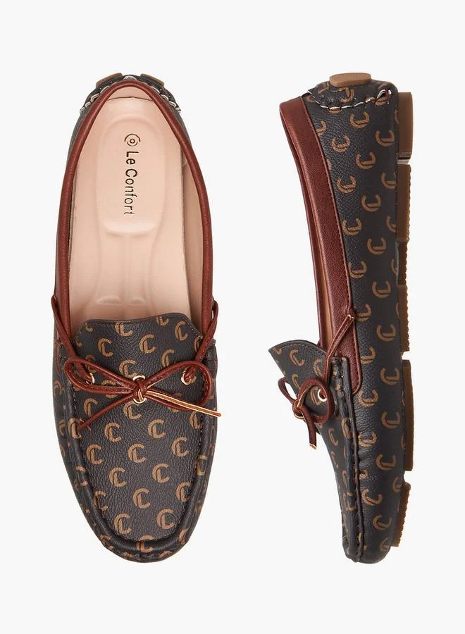 Le Confort Women Monogram Print Moccasins